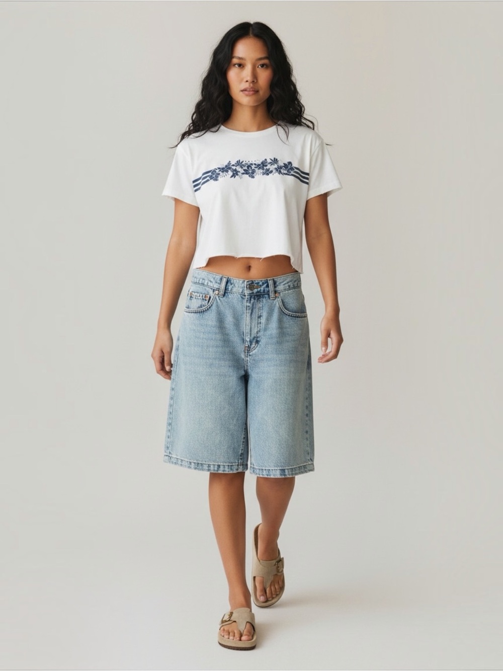 Roxy Hibiscus Cropped Graphic Tee